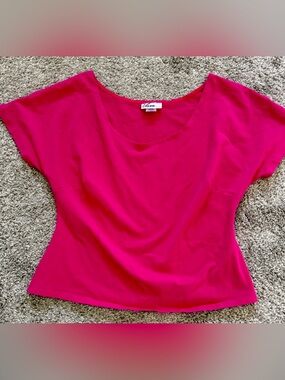 Star Vixen Hot Pink Boat Neck Blouse Cap Sleeve Top Vibrant Fuchsia (2X)
